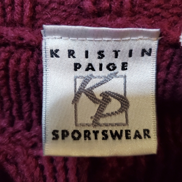 Kristin Paige Sportswear Maroon Large Cable Knit Oversize Sweater size M - Picture 5 of 7